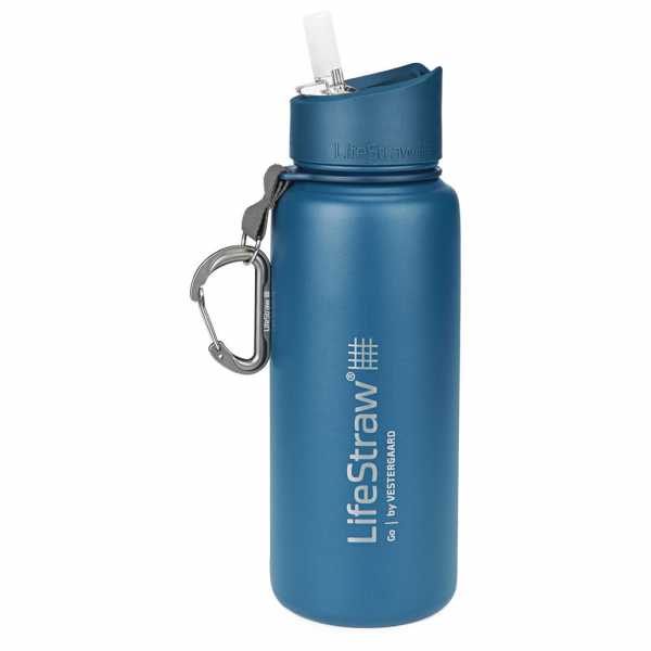 Stainless steel Water bottle with filter GO 0,7L deep sky blue